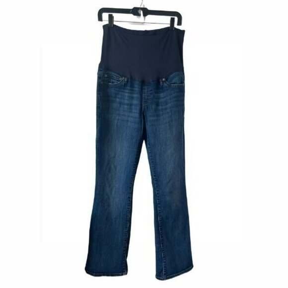 Women GAP Maternity Boot Cut 10 Blue Medium Wash Perfect Demi Panel Jeans - Picture 1 of 4